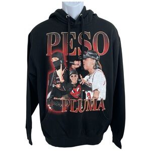 Peso Pluma Graphic Hoodie unisex Black Size M Pullover Black Cotton Blend